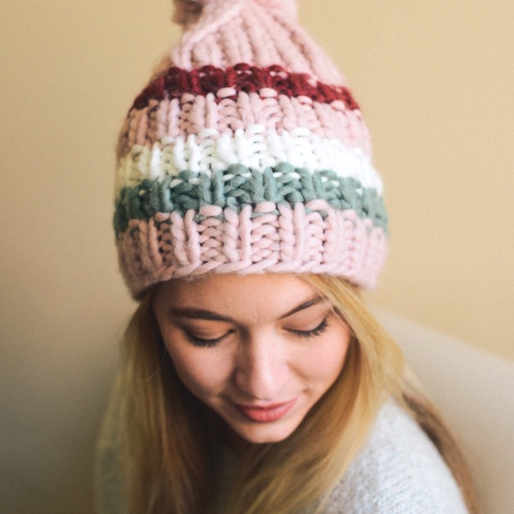 JUST IN Striped Pom Beanie - Cap - Picture 5 of 5